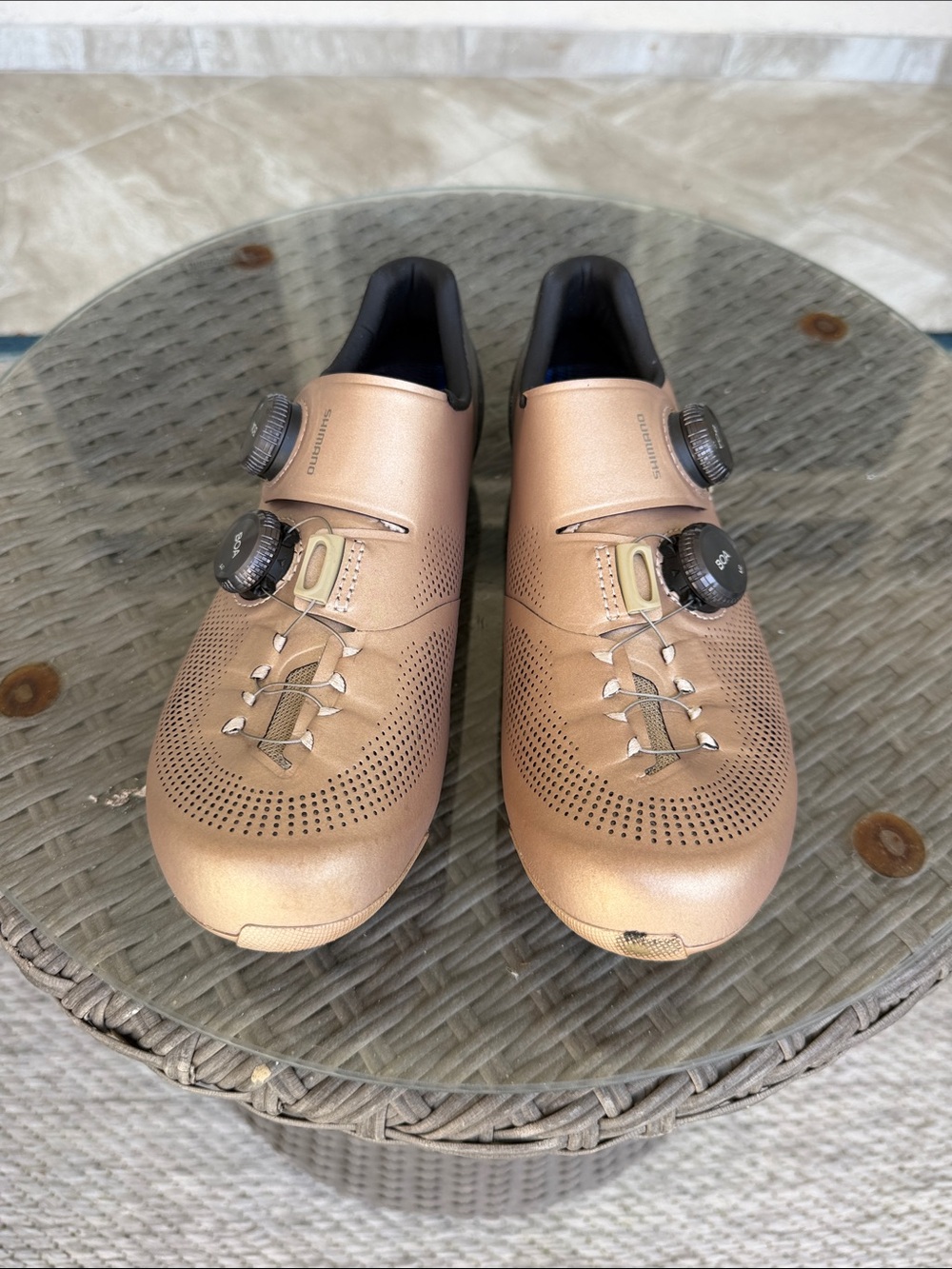 Women’s Cycling Shoes - Metallic Rose Gold with Boa Closures